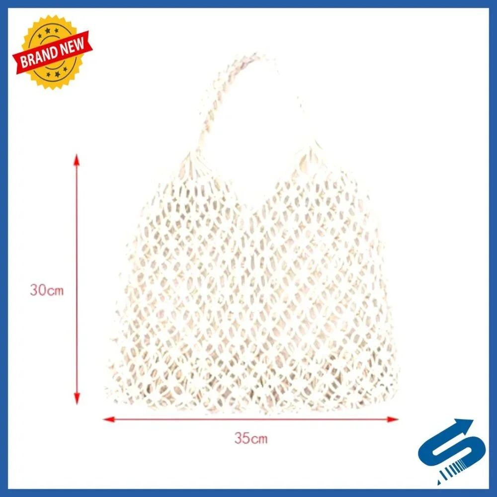 Handmade Crochet Tote Bag Boho Chic Netted Summer Beach Bag Lightweight